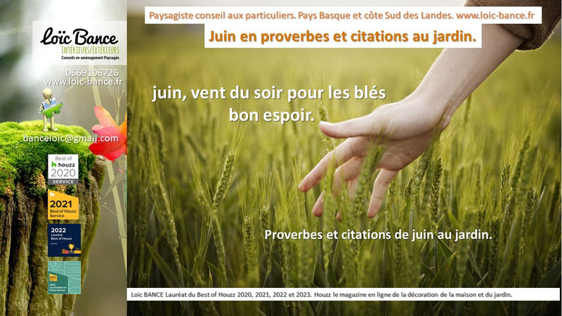 Proverbes; Citations; Jardins; Paysagiste; Landes; Pays Basque; Loc BANCE; Amnagements paysagers; Concepteur de jardins; Paysagiste Saint Jean de Luz; 