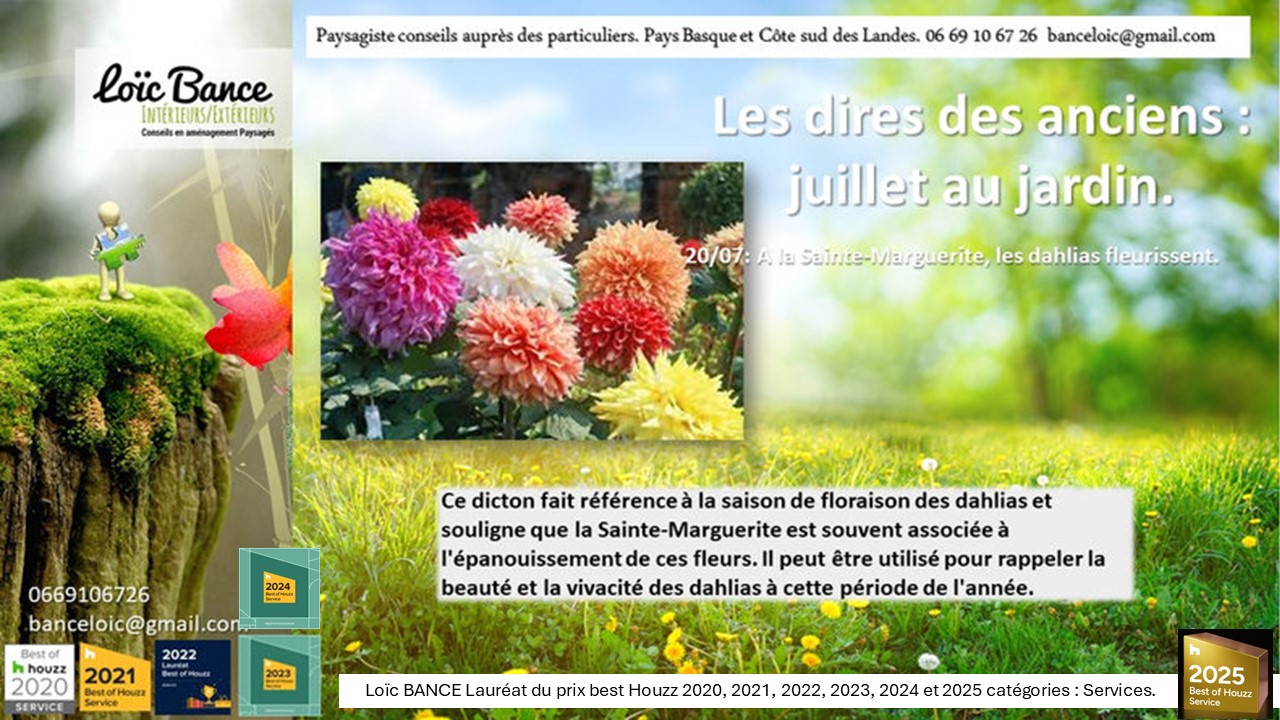 Proverbes; juillets; jardins; Loc BANCE; concepteur de jardins; Landes; Pays Basque; Paysagiste conseil; Paysagiste Landes; Bayonne; Saint Jean de Luz; 